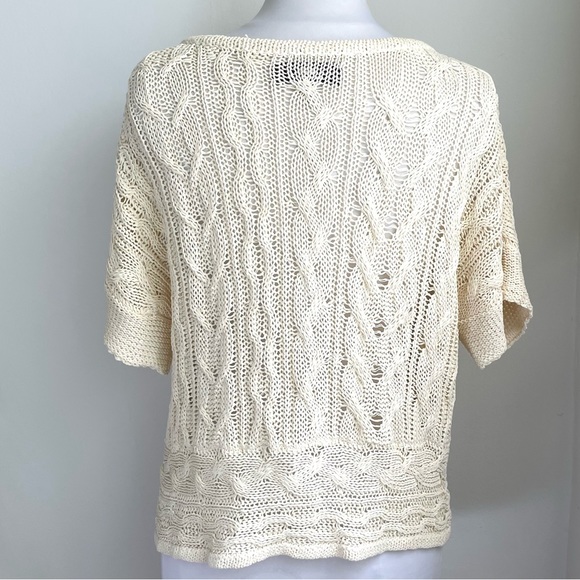 Rag & Bone Magee Cable Knit Linen Blend Sweater Short Sleeve Size: Small Ivory - Picture 5 of 9